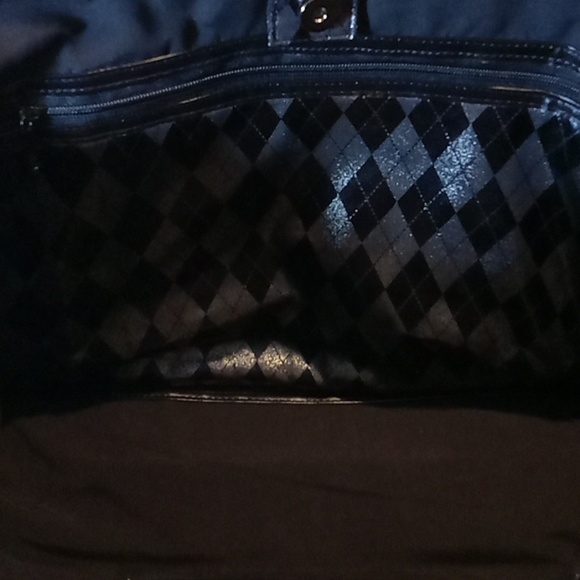 Glove It Large Tote Bag Metallic Silver Black Plaid - Picture 6 of 9